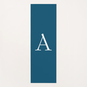 Ocean Blue Plain Elegant Modern Monogram Initial Yoga Mat