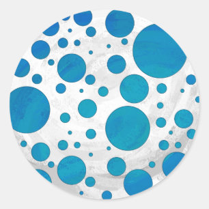 Ocean Blue Polka Dots Classic Round Sticker