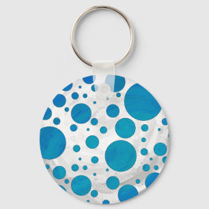 Ocean Blue Polka Dots Key Ring