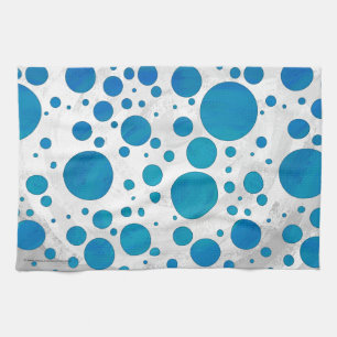 Ocean Blue Polka Dots Tea Towel