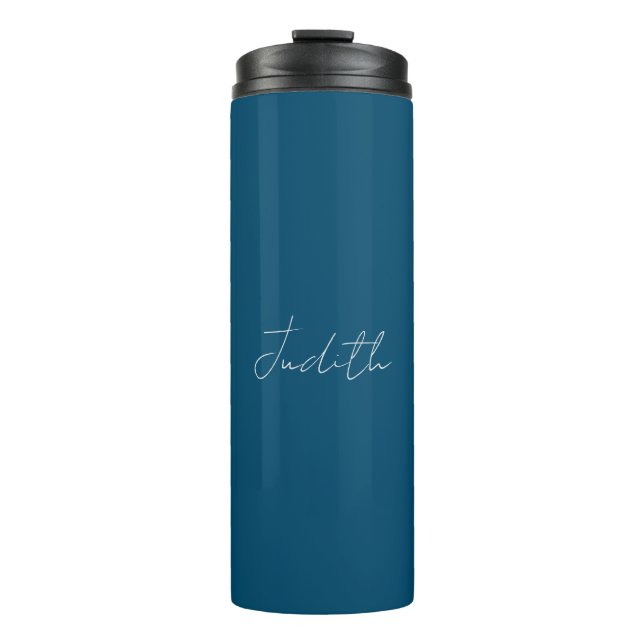 Ocean Blue Professional Calligraphy Add Name Thermal Tumbler (Front)