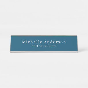 Ocean Blue Professional Manager Modern Plain Desk Name Plate
