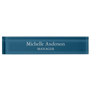 Ocean Blue Professional Manager Modern Plain Nameplate