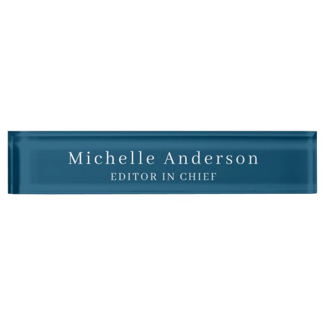 Ocean Blue Professional Manager Modern Plain Nameplate (Front)