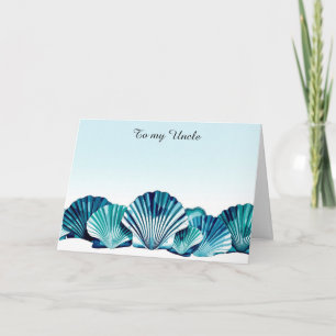 Ocean Blue Scallop Border Father's Day Holiday Card