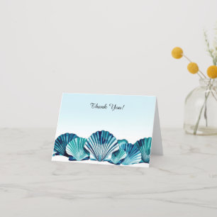 Ocean Blue Scallop Border Thank You Card