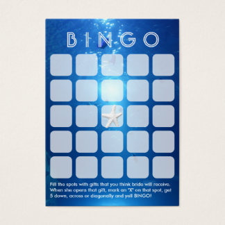 Ocean Blue Sea Themed 5x5 Bridal Bingo Card