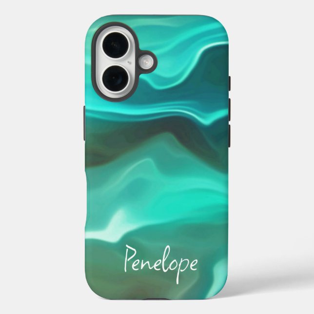 Ocean Blue Sea Waves Abstract with Your Name Case-Mate iPhone Case (Back)