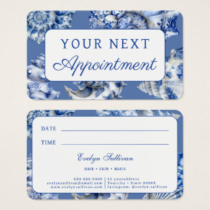 Ocean blue seashells appointment card