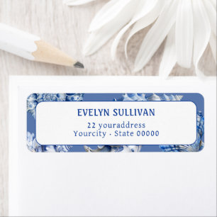 Ocean blue seashells return address label