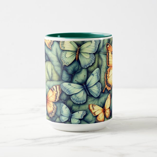 Ocean Blue Shades  Butterflies  Mug (Center)