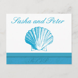 Ocean Blue Shell Beach Wedding RSVP Cards