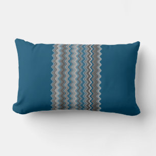 Ocean Blue Silver Grey Grey Wavy Zigzag Pattern Le Lumbar Cushion