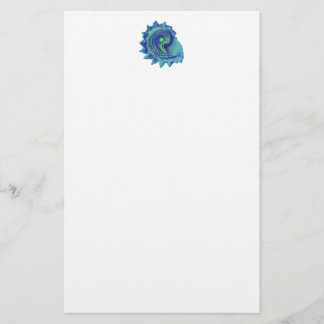 Ocean Blue Spiral Sea Shell Stationery
