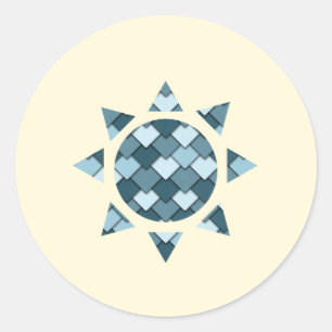 Ocean Blue Square and Diamond Sun Classic Round Sticker