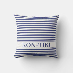 Ocean Blue Stripes Nautical Boat Name.  Cushion