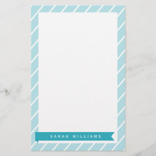 Ocean Blue Stripes Pattern Stationery