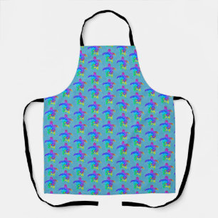 Ocean Blue Tie Dye Island Tribal Turtles Apron