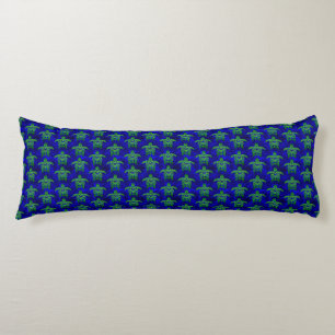 Ocean Blue Tribal Green Sea Turtles Body Cushion