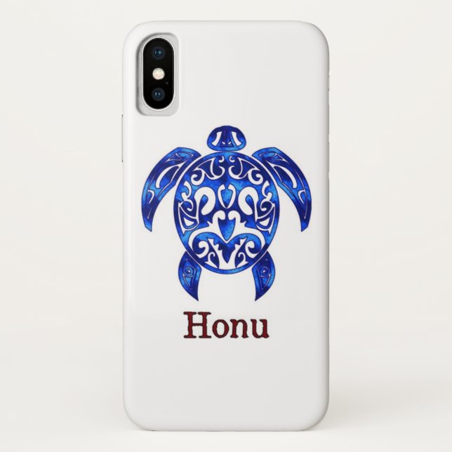 Ocean Blue Tribal Hawaiian Sea Turtle Case-Mate iPhone Case (Back)
