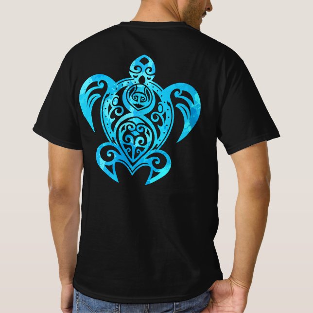 Ocean Blue Tribal Hawaiian Sea Turtle T-Shirt (Back)