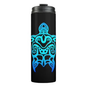 Ocean Blue Tribal Hawaiian Sea Turtle Thermal Tumbler