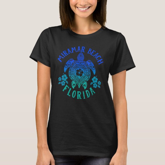 Ocean Blue Tribal Miramar Beach Sea Turtle Summer  T-Shirt (Front)