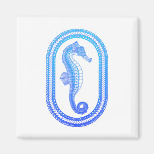 Ocean Blue Tribal Seahorse Magnet