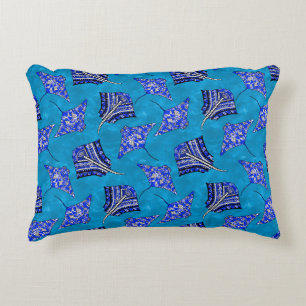Ocean Blue Tribal Stingrays Decorative Cushion