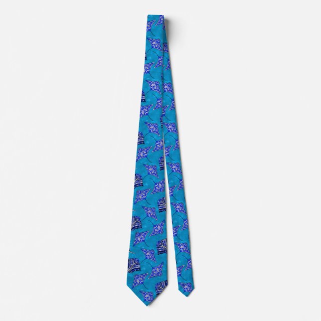 Ocean Blue Tribal Stingrays Tie (Front)