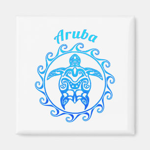 Ocean Blue Tribal Turtle Aruba Magnet