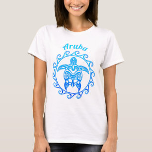 Ocean Blue Tribal Turtle Aruba T-Shirt