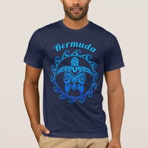 Ocean Blue Tribal Turtle Bermuda T-Shirt
