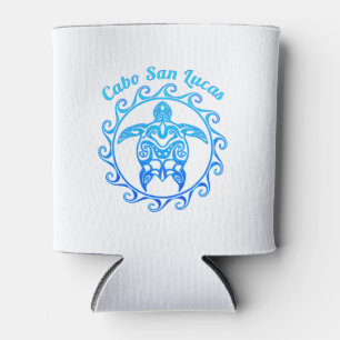 Ocean Blue Tribal Turtle Cabo San Lucas Can Cooler