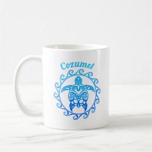 Ocean Blue Tribal Turtle Cozumel Coffee Mug