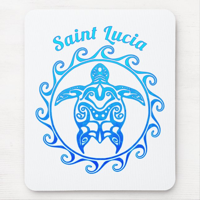 Ocean Blue Tribal Turtle Saint Lucia Mouse Pad (Front)