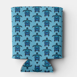 Ocean Blue Tribal Turtles Can Cooler