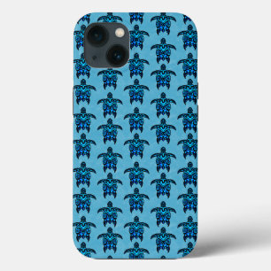 Ocean Blue Tribal Turtles iPhone 13 Case