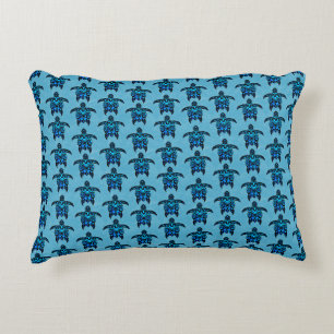 Ocean Blue Tribal Turtles Decorative Cushion