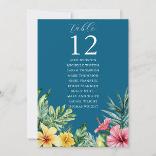 Ocean Blue Tropical Table Number Seating Chart