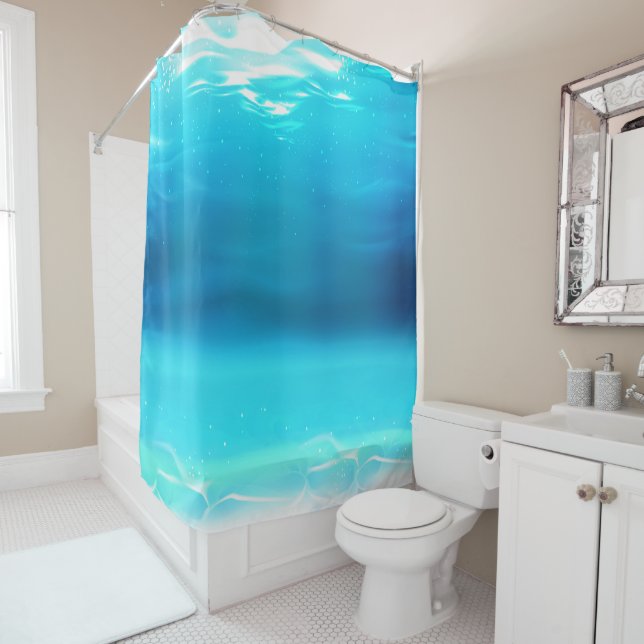 Ocean Blue Water Shower Curtain (In Situ)