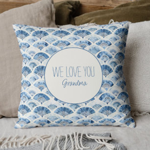 Ocean Blue Watercolor Custom Gift for Grandma Sofa Cushion