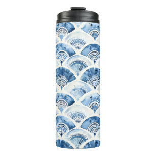 Ocean Blue Watercolor Geometric Gradient Art Deco Thermal Tumbler