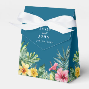 Ocean Blue Watercolor Tropical Floral Wedding Favour Box