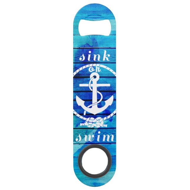 Ocean Blue Watercolor Wood and Anchor Quote (Front)