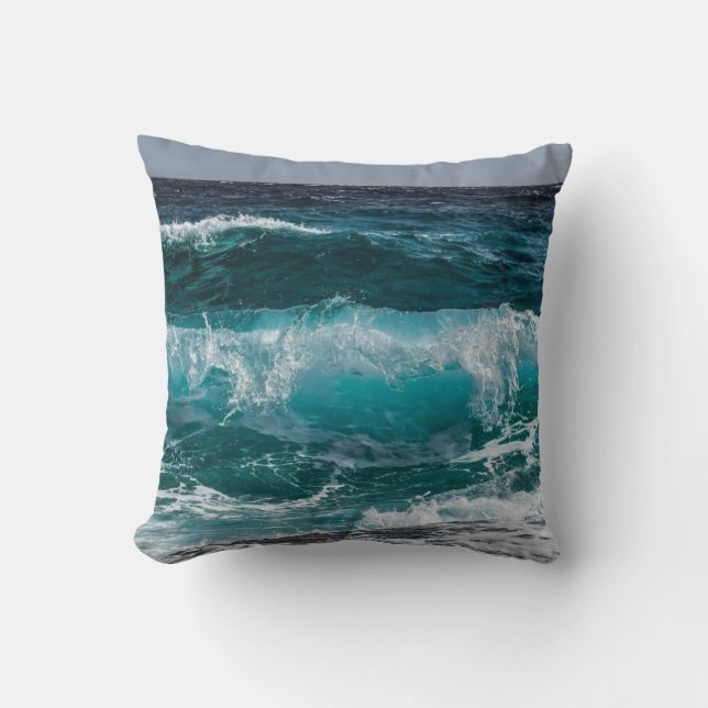 Ocean blue wave  cushion (Front)