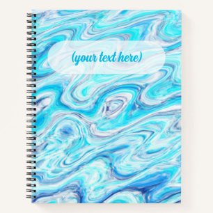 Ocean Blue Wave Marble Texture Abstract Liquid Notebook