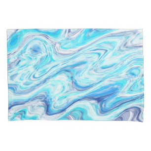 Ocean Blue Wave Marble Texture Abstract Liquid Pillowcase
