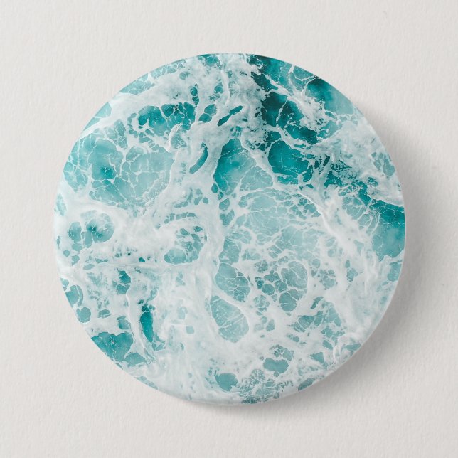 Ocean Blue Waves 7.5 Cm Round Badge (Front)