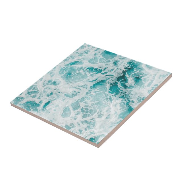 Ocean Blue Waves Ceramic Tile (Side)